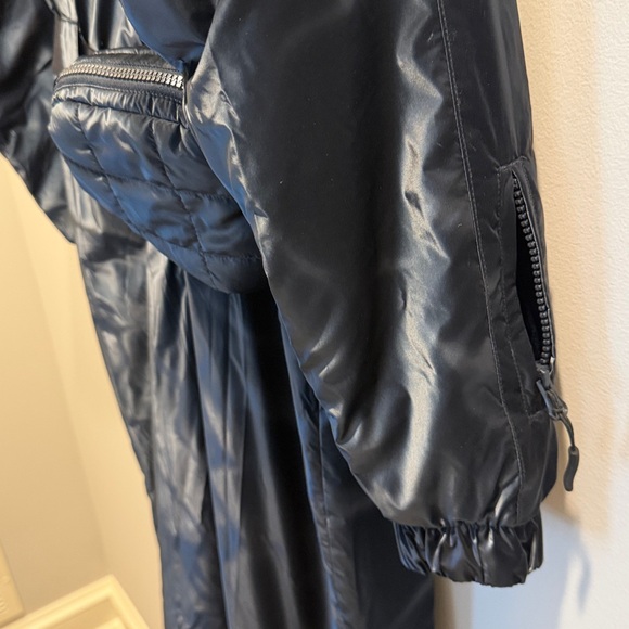 ASOS Navy Belted Ski Suit w/ Faux Fur Hood - Picture 9 of 12